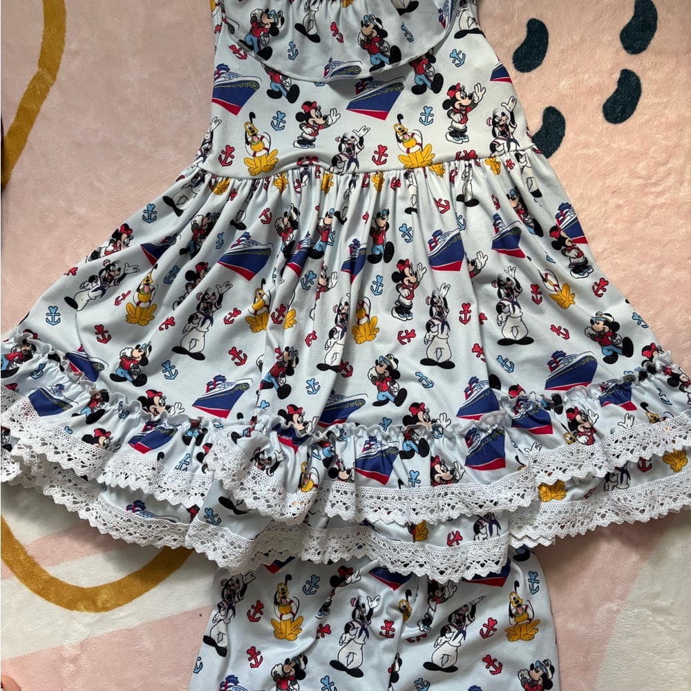 Disney Cruise Mickey Mouse Themed Dress with Ruffle Hem